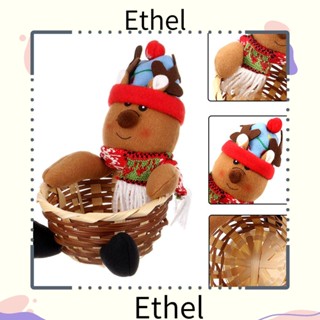 Ethel1 ตะกร้าใส่ขนม คุกกี้ ลายคริสต์มาส สโนว์แมน กวาง คริสต์มาส สําหรับเด็ก