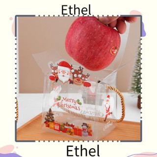 Ethel1 ถุงของขวัญคริสต์มาส ลายซานตาคลอส พร้อมหูจับ สําหรับใส่คุกกี้ ของขวัญคริสต์มาส