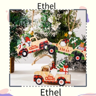 Ethel1 รถไม้ เพ้นท์สี หลากสี สําหรับตกแต่งบ้าน ต้นคริสต์มาส 4 ชิ้น