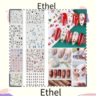 Ethel1 สติกเกอร์ ลายการ์ตูนเกล็ดหิมะ กวาง ต้นคริสต์มาส มีกาวในตัว สําหรับตกแต่งเล็บ