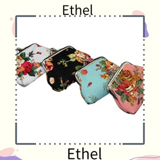 Ethel1 กระเป๋าสตางค์ กระเป๋าใส่เหรียญ ผ้าแคนวาส ลายดอกไม้ สําหรับใส่ลิปสติก ใส่บัตรได้ สําหรับผู้หญิง