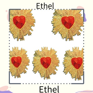 Ethel1 แผ่นผ้าโพลีเอสเตอร์ ปักลายหัวใจ สีแดง สําหรับกระเป๋าเป้สะพายหลัง 5 ชิ้น