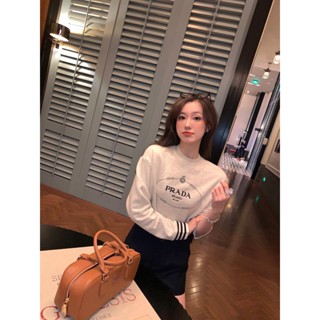 IXWH P-RADA 2023 embroidered letter decorative cuff contrast color short aging all-match knitted top