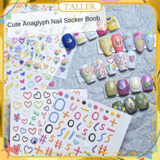 ✧Ready Stcok Nail Art Dopamine Sticker 5d Line Circle Tulip Letter Love Heart 3D Back Adhesive Sticker Nail Accessories Manicure Tool For Nail Shop TALLER