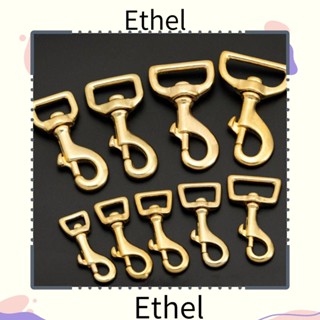 Ethel1 ตะขอโลหะ สีบรอนซ์ คุณภาพสูง หมุนได้ พวงกุญแจสายหนัง