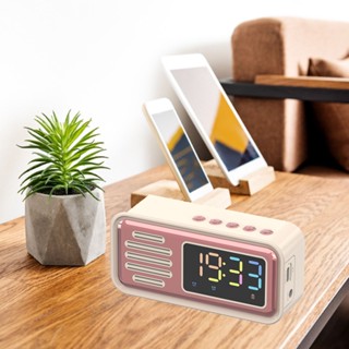 CCclamber ลำโพงบลูทู ธ แบบพกพานวัตกรรม Retro Tabletop Alarm ลำโพงไร้สายพร้อมหน้าจอสี LED