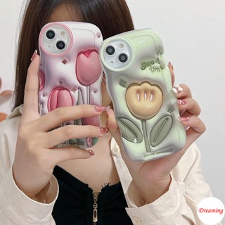 เคสโทรศัพท์มือถือ ทรงวงรี ลายดอกทิวลิป สีชมพู สีเหลือง สําหรับ VIVO V27E V25E V23E V21E V20 V17 V15 V9 Youth V5S S1 Pro