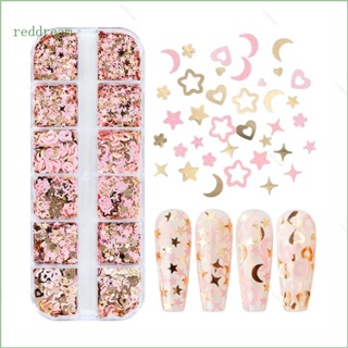 Redd สติกเกอร์เลื่อม รูปดาว ดวงจันทร์ หัวใจ สีชมพู สําหรับตกแต่งเล็บ DIY