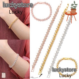 Lucky สร้อยข้อมือโซ่ ประดับคริสตัลออสเตรีย พลอยเทียม สําหรับผู้หญิง