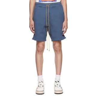 69EM RHUDE letter slogan logo embroidered drawstring shorts American street cotton 400G Terry