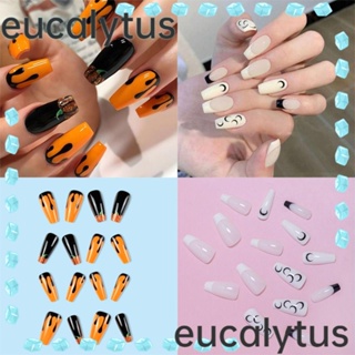 Eucalytus1 เล็บปลอมแฟชั่น หัวเหลี่ยม เต็มเล็บ ขนาดกลาง สวมใส่ได้ สไตล์ฝรั่งเศส สําหรับผู้หญิง