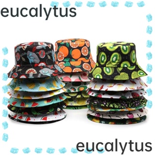 Eucalytus1 หมวกบักเก็ต กันแดด ลายผลไม้ สไตล์ชาวประมง สําหรับผู้หญิง