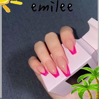 EMILEE 24pcs/Box Detachable Wearable Fashion Fake Nails French False Nails Women Artificial Manicure Tool Full Cover Nail Tips/Multicolor