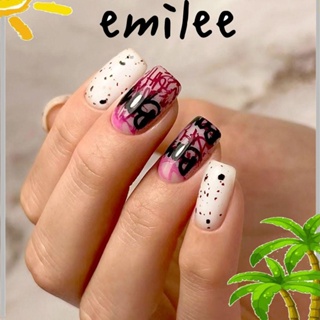 Emilee เล็บปลอม แบบยาว ถอดออกได้ สีดํา เหมาะกับเทศกาลฮาโลวีน สําหรับผู้หญิง จํานวน 24 ชิ้น