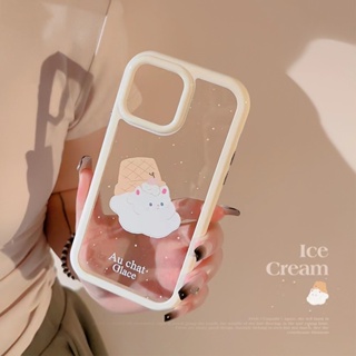 เคสโทรศัพท์มือถือ อะคริลิค กันกระแทก ลายการ์ตูนแมวไอศกรีมน่ารัก สําหรับ iPhone 13 12 PROMAX XS 13 PROPHONE 14 78 PLUS 14 PROMAX 14