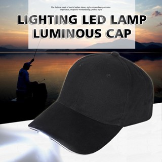 Black Baseball Cap 5 LED Lights Adjustable Fishing Camping Hiking Torch Hat