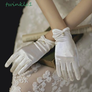 Twinkle1 ถุงมือแต่งงาน ผ้าซาติน แบบเต็มนิ้ว ประสิทธิภาพ สําหรับผู้หญิง