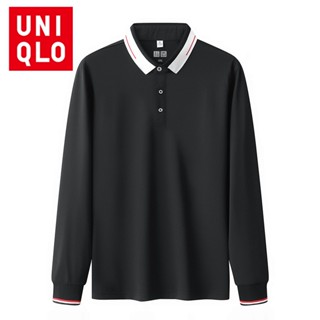 Uniqlo เสื้อโปโล แขนยาว ป้องกันแดด ฤดูใบไม้ร่วง สําหรับผู้ชาย