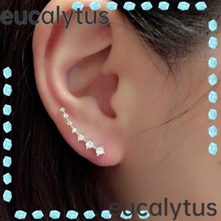 Eucalytus1 ต่างหูแบบหนีบ ประดับเพทาย สี่กรงเล็บ แฟชั่นสําหรับผู้หญิง 10 คู่