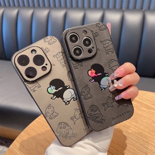 เคสโทรศัพท์มือถือหนังนิ่ม แบบแข็ง ลายการ์ตูนชินจังน่ารัก หรูหรา สําหรับ IPhone 11 12 13 14 Pro Max XS XR 7 8 Plus