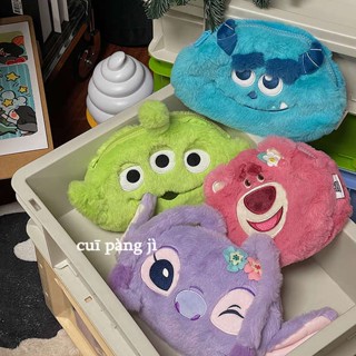 กระเป๋า ดินสอ กล่องดินสอ Disney Big Eye Boy Strawberry Bear ความจุขนาดใหญ่ ปากกา Bag Girl Student Cute Cartoon Plush High Value Stationery Box