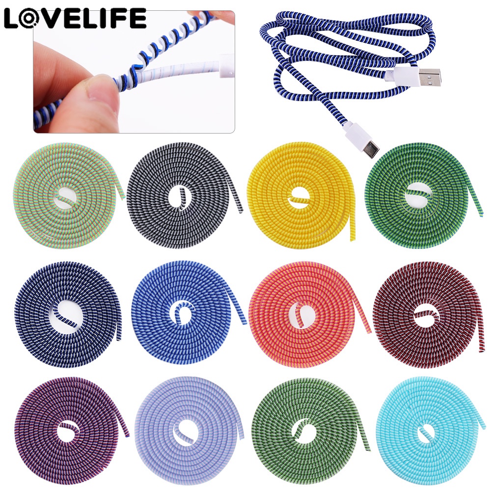  เกลียวถนอมสายชาร์จ สายหูฟัง สายเคเบิล แบบเกลียว 1.4 เมตร 