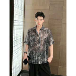 เสื้อเชิ้ตแขนสั้น กันแดด ซีทรู น้ําหนักเบา สวมใส่สบาย แฟชั่นฤดูร้อน สําหรับผู้ชาย