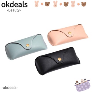 Okdeals กล่องเก็บแว่นตากันแดด หนัง PU แบบพกพา พร้อมหัวเข็มขัดโลหะ สําหรับผู้หญิง