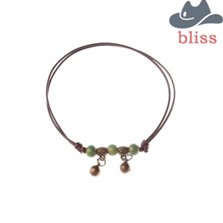 Bliss สร้อยข้อเท้าลูกปัดเซรามิค สไตล์เรโทร สําหรับผู้หญิง