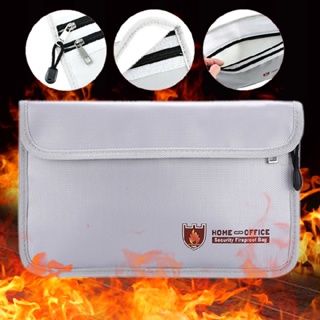 1pc New Fireproof Waterproof Double Zipper Document Bag Cashbox Money Safe Bag