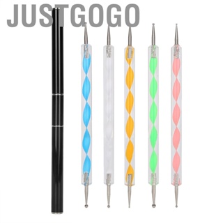 Justgogo Nail Art Dotting Pen Manicure Tool Set Double‑End UV Gel Painting CRY