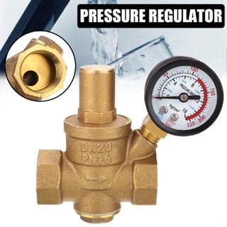 1pc New Pressure Reducer DN20 3/4" Brass Pressure Regulator Reducing Valve Gauge