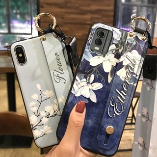 Wristband Phone Holder Phone Case For Nokia C32 Waterproof Flower Wrist Strap Kickstand Shockproof Durable Anti-dust Lanyard