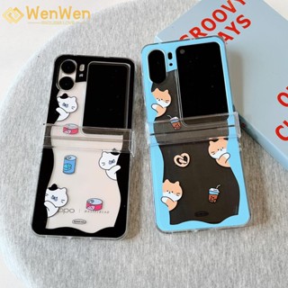 Wenwen เคสโทรศัพท์มือถือ แบบฝาพับ ลายแมว สามชิ้น แฟชั่น สําหรับ OPPO Find N2