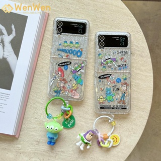 Wenwen เคสโทรศัพท์มือถือ PC แบบแข็ง ลาย Toy Story พร้อมจี้ห้อยระลอกน้ํา สําหรับ Samsung Z Flip4 Z Flip3