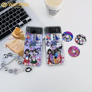 Wenwen เคสโทรศัพท์มือถือแฟชั่น ลายการ์ตูนเซเลอร์มูน สําหรับ Samsung Z Flip4/Z Flip3