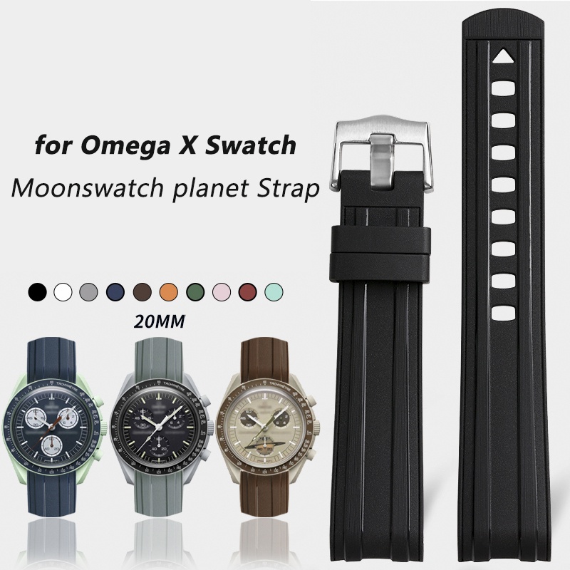 สายนาฬิกาข้อมือ ยางซิลิโคน TPU 20 มม. กันน้ํา สําหรับ MoonSwatch Constellations Planet Watchband Curved End Seamaster 300