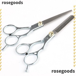 Rosegoods1 กรรไกรตัดผม สเตนเลส 6.0 นิ้ว มืออาชีพ สีเงิน สําหรับร้านตัดผม