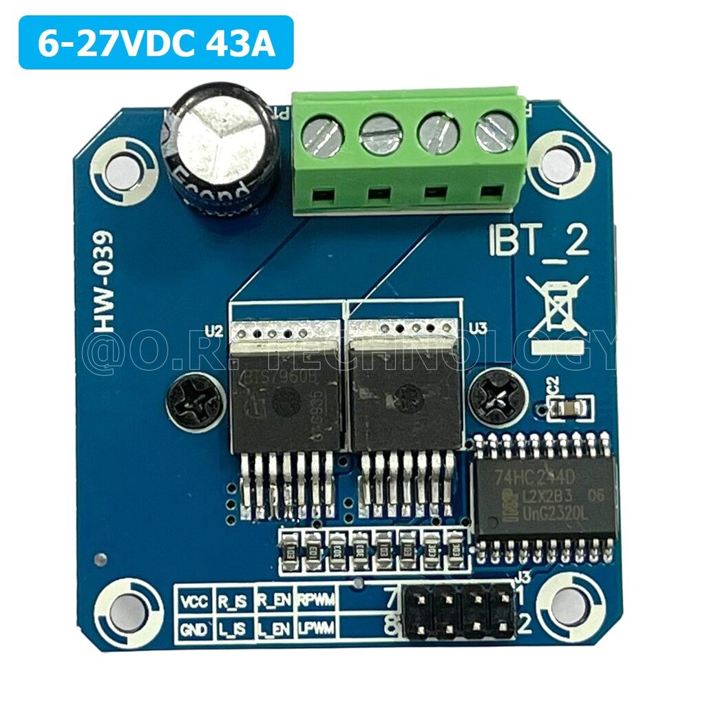 (1ชิ้น) NA105 โมดูลขับมอเตอร์ 6-27VDC 43A High Power Motor Driver BTS7960 ไดร์ฟมอเตอร์ กระแสสูง รูปที่ 2