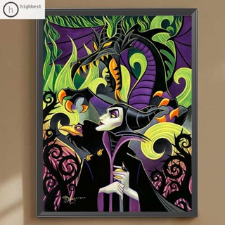 [Highbest.th] ภาพวาดปักเพชร ทรงกลม ลาย Maleficent 5D DIY สําหรับตกแต่งบ้าน