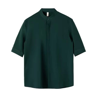 MANSTR ใหม่ เสื้อเชิ้ตแขนห้าส่วน 3 4 ผ้าเรยอน สีขาว ดํา เขียว สไตล์เกาหลี เหมาะกับฤดูร้อน สําหรับผู้ชาย