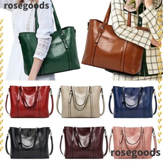 Rosegoods1 กระเป๋าสะพายไหล่ ทรงโท้ท มีซิป จุของได้เยอะ สไตล์วินเทจ สําหรับสตรี