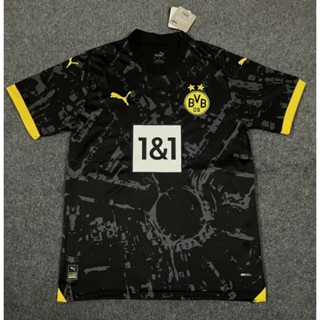 เสื้อกีฬาแขนสั้นลําลอง ลายทีมชาติฟุตบอล Dortmund Away 2324 คุณภาพสูง