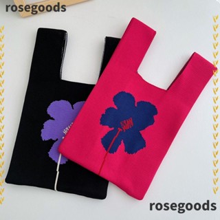 Rosegoods1 กระเป๋าถือ ผ้าถัก ใช้ซ้ําได้ สําหรับผู้หญิง