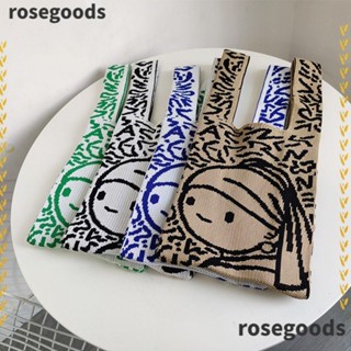 Rosegoods1 กระเป๋าถือลําลอง ผ้าถัก ใช้ซ้ําได้