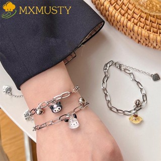 Mxmusty สร้อยข้อมือ จี้กระดิ่ง Cinnamoroll สไตล์เกาหลี ปรับได้ เครื่องประดับ สําหรับคู่รัก