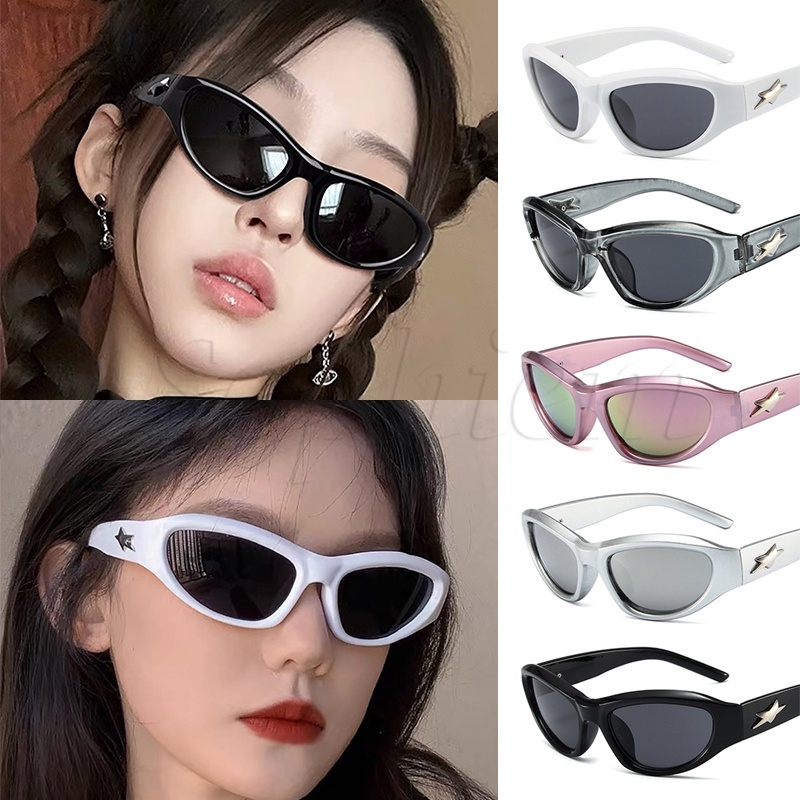 Y2k แว่นตากันแดด ทรงสามเหลี่ยม ป้องกันแสงสะท้อน เรียบง่าย สไตล์วินเทจ แฟชั่น สําหรับทุกเพศ