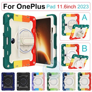 สําหรับ OnePlus Pad 11.6 นิ้ว 2023 360° เคสกันกระแทก แบบหมุนได้ พร้อมขาตั้ง สําหรับงานหนัก