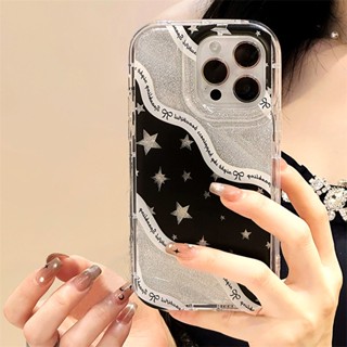 เคสโทรศัพท์มือถือ กันกระแทก ลายกลิตเตอร์ดาว สีเงิน สําหรับ Iphone 11 13 12 14 Pro 11 Pro Max 6 7 8 14 Plus X XR XS Max 6 7 8 SE 2020 SE 2022