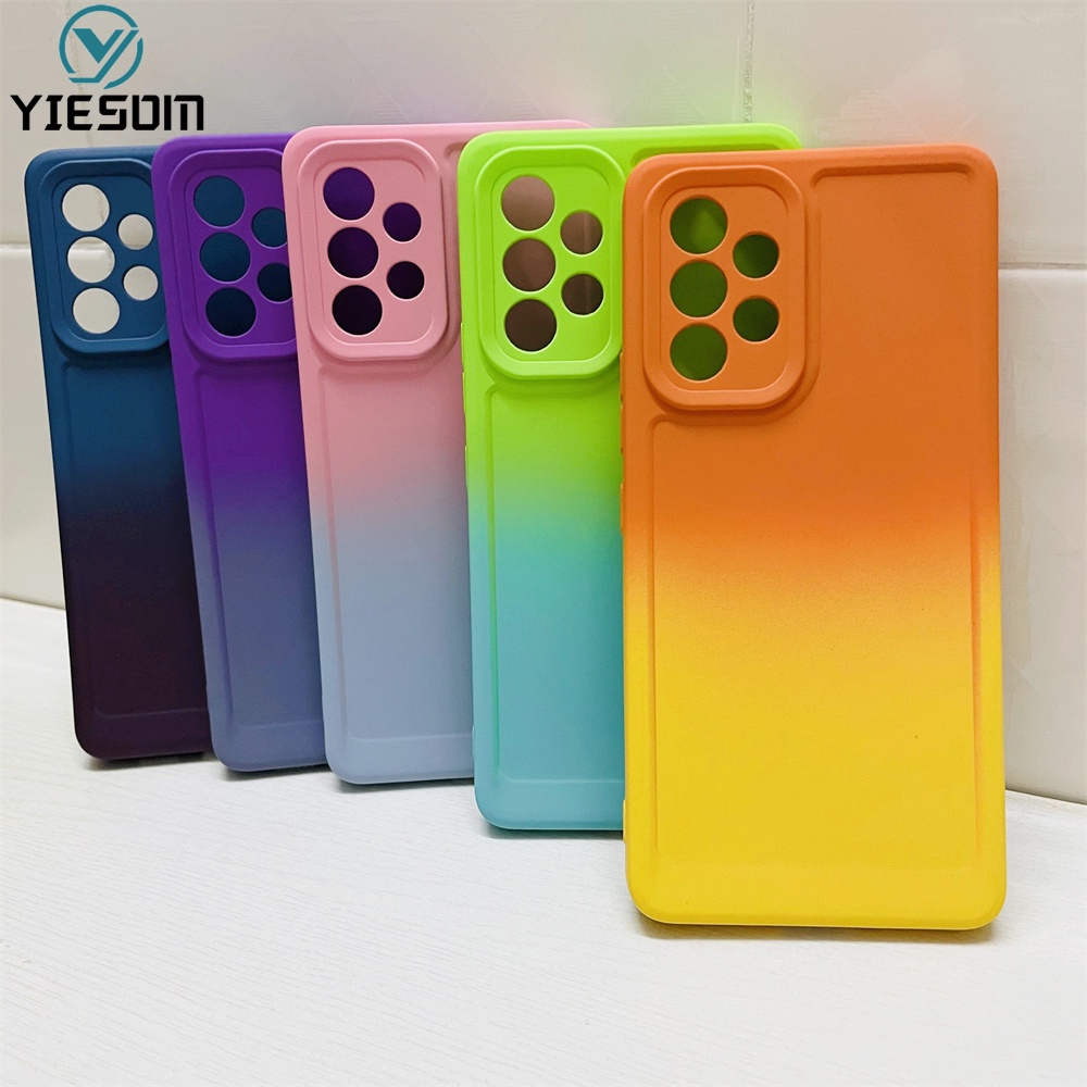 เคสโทรศัพท ์ ซิลิโคนไล ่ ระดับสีสําหรับ Samsung Galaxy A72 A42 A52 A52S 5G A32 A22 4G A12 M23 M33 M53 5G สีสัน Matte กันกระแทกนุ ่ ม